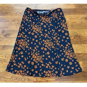 TIME AND TRU Women's Floral Side Slit Midi Skirt Blue Size XL NWOT Fall Fashion